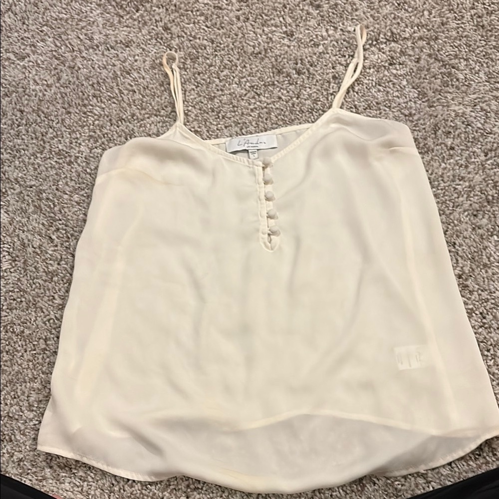 L'Academie Cream Silk Button Down Cami